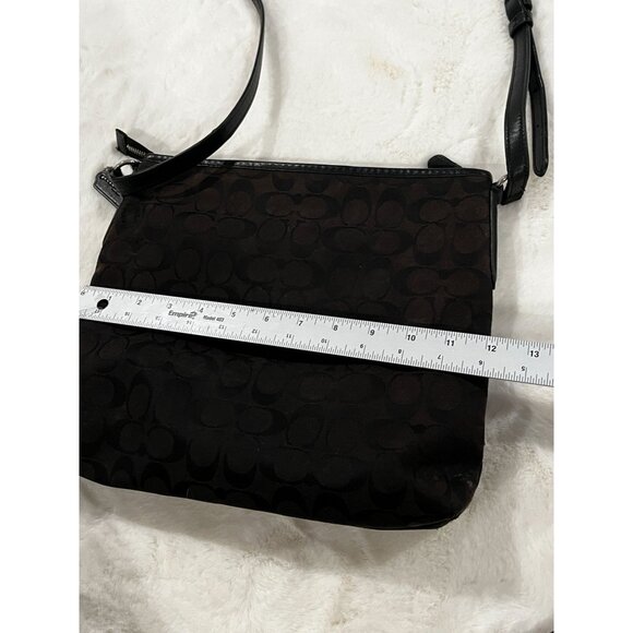 Coach Signature Crossbody Shoulder Bag Dark Brown/Black - Picture 11 of 13